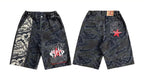 EVETS Washed Faded Camouflage Patchwork Shorts