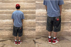EVETS Washed Faded Camouflage Patchwork Shorts
