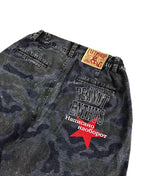 EVETS Washed Faded Camouflage Patchwork Shorts