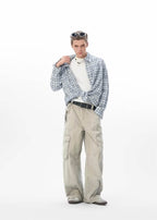 JHYQ Vintage Washed Multi Pocket Cargo Work Pants