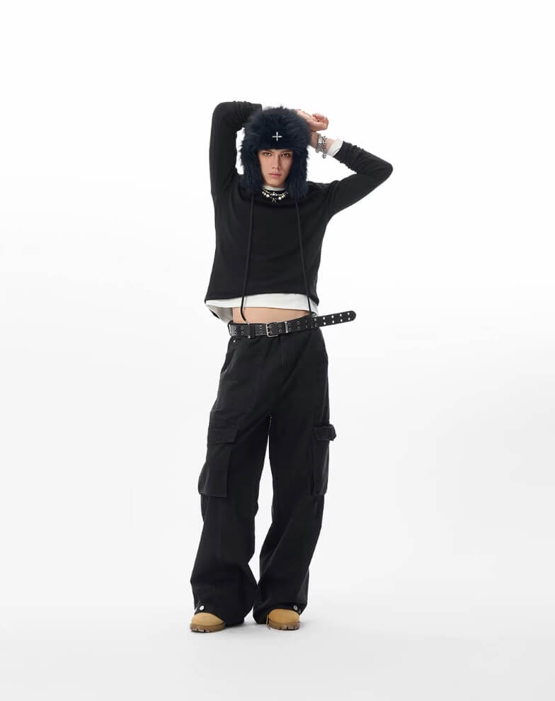 JHYQ Vintage Washed Multi Pocket Cargo Work Pants