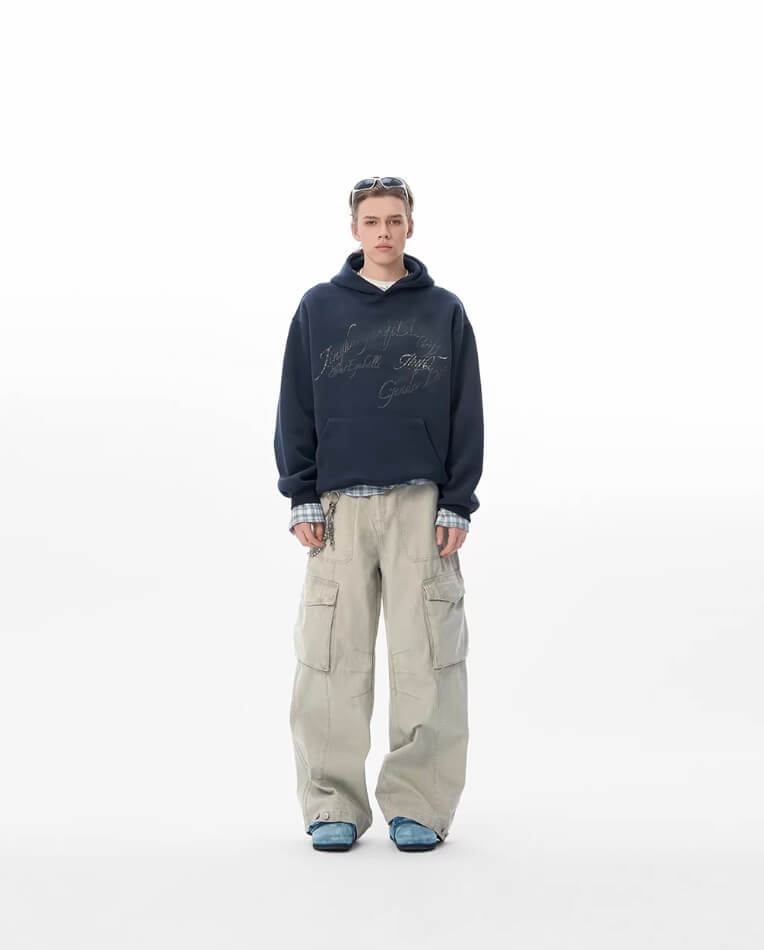 JHYQ Vintage Washed Multi Pocket Cargo Work Pants