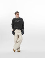 JHYQ Vintage Aged Raw Edge Baggy Work Pants