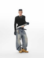 JHYQ Vintage Washed Distressed Jeans