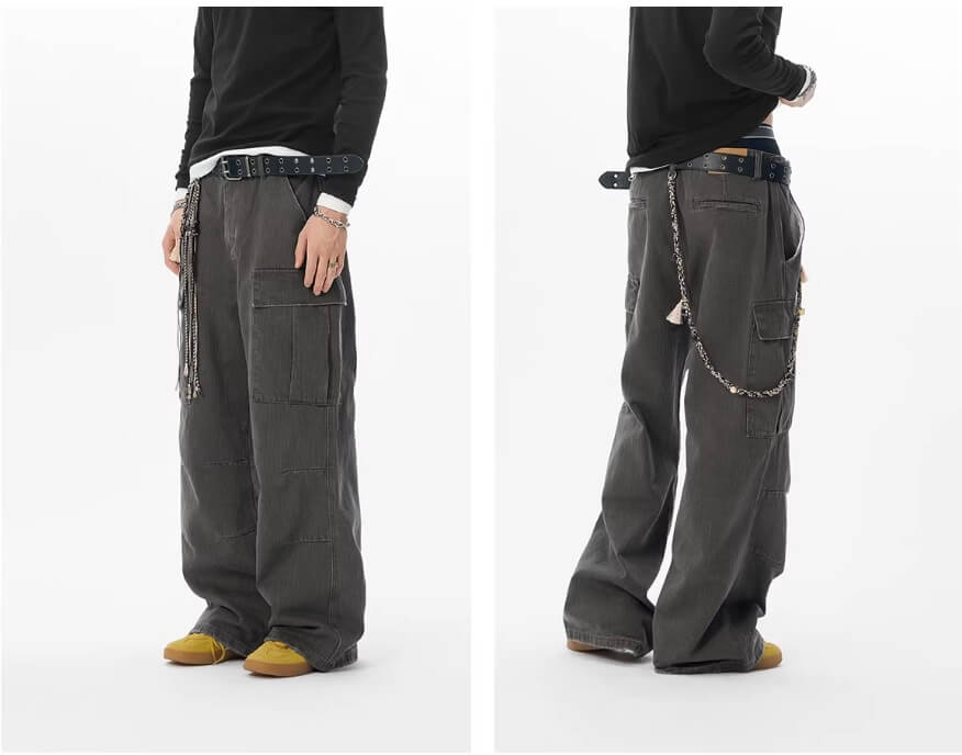 JHYQ Distressed Bamboo Cotton Cargo Work Pants