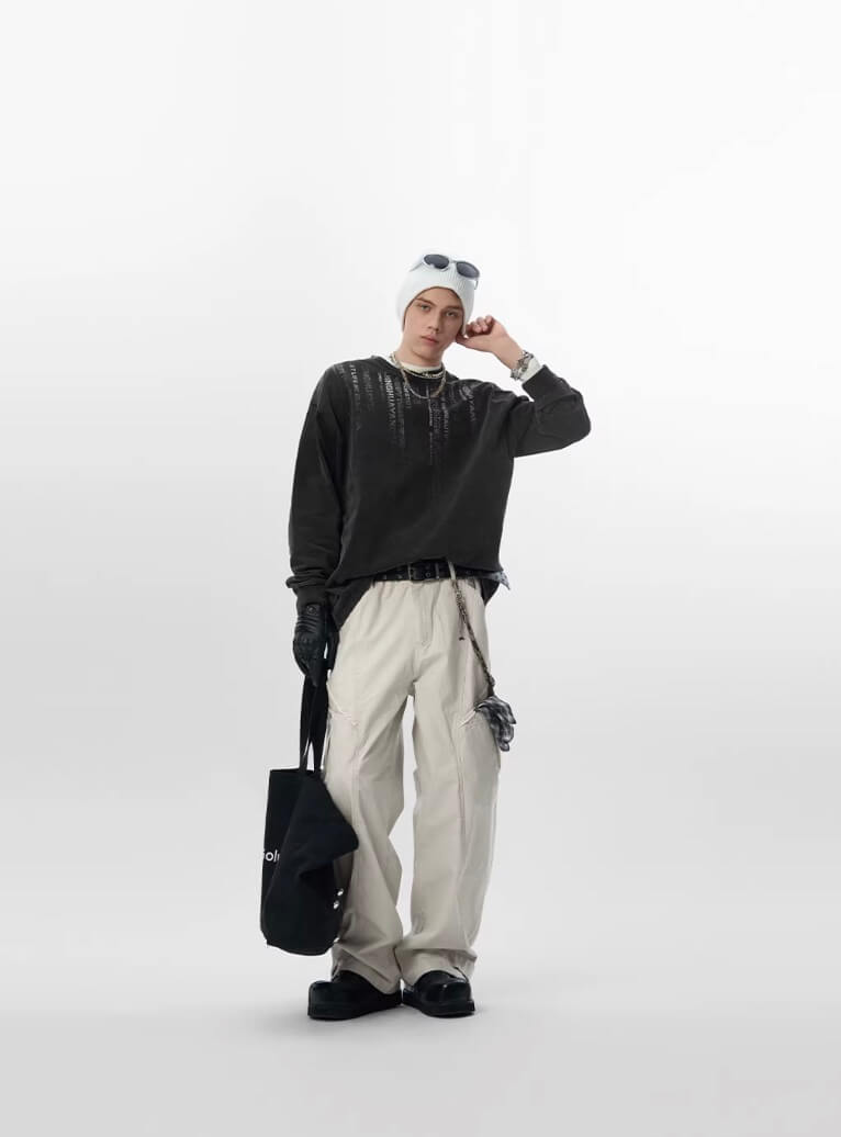 JHYQ Distressed Multi Pocket Baggy Cargo Pants