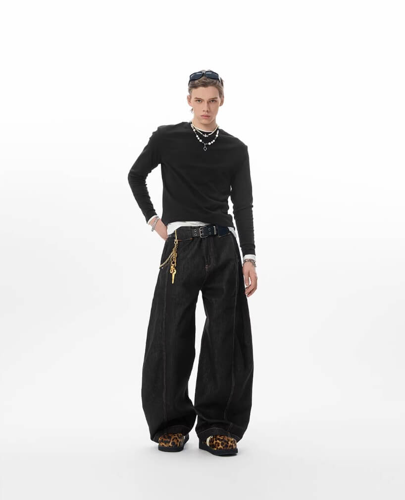 JHYQ Black Machete Baggy Jeans