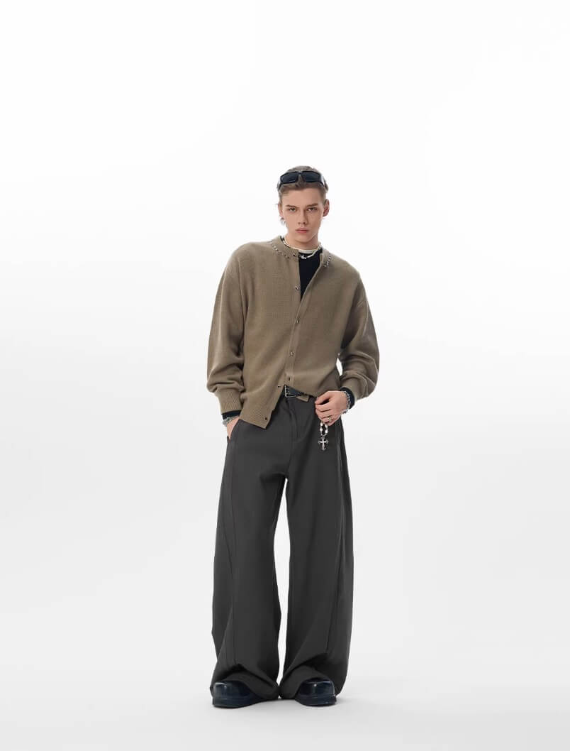 JHYQ 3D Pleated Draped Baggy Suit Pants