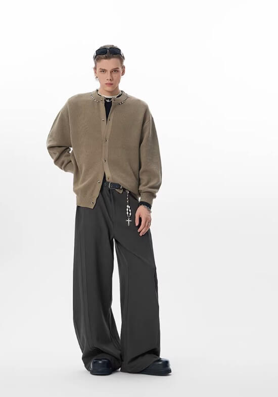 JHYQ 3D Pleated Draped Baggy Suit Pants