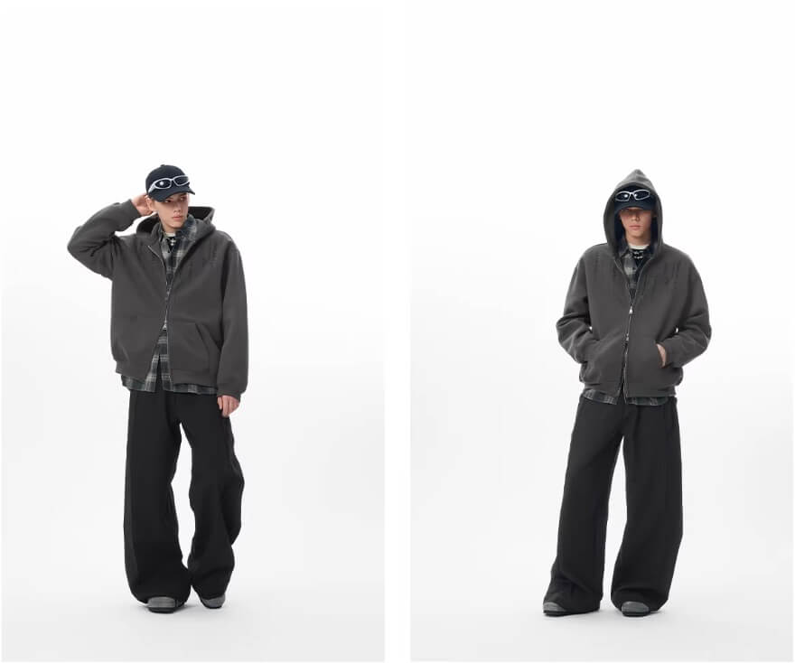 JHYQ 3D Pleated Draped Baggy Suit Pants