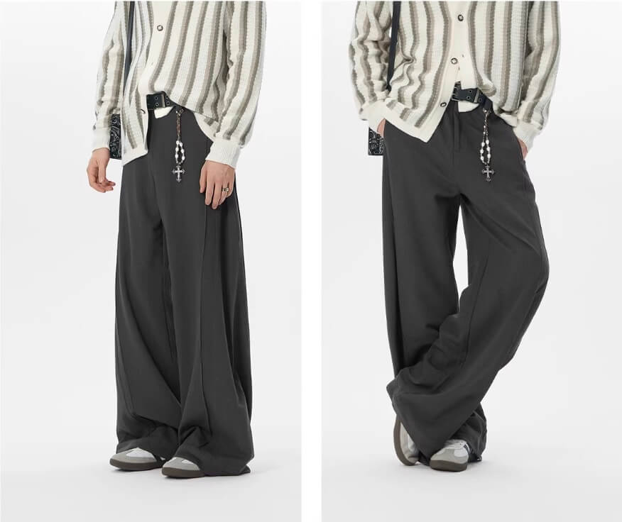 JHYQ 3D Pleated Draped Baggy Suit Pants