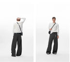 JHYQ 3D Pleated Draped Baggy Suit Pants