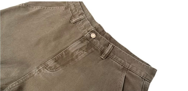 JHYQ Coffee Brown Washed Work Jeans