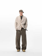 JHYQ Coffee Brown Washed Work Jeans