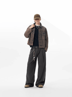JHYQ Pinstripe Pleated Baggy Jeans
