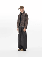 JHYQ Pinstripe Pleated Baggy Jeans