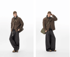 JHYQ Pinstripe Pleated Baggy Jeans