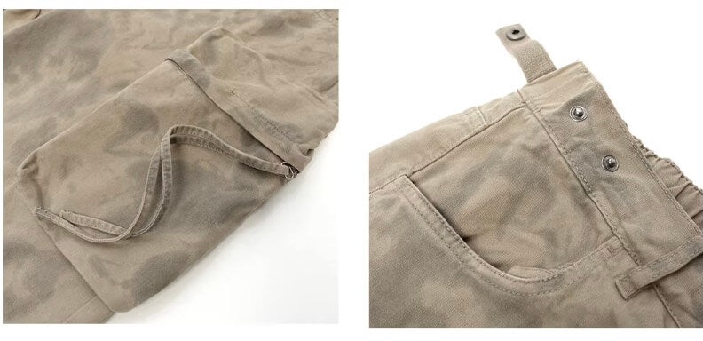 JHYQ Vintage Camo Large Multi Pocket Baggy Cargo Pants