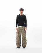 JHYQ Vintage Camo Large Multi Pocket Baggy Cargo Pants