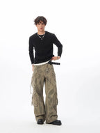 JHYQ Vintage Camo Large Multi Pocket Baggy Cargo Pants