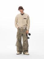 JHYQ Vintage Camo Large Multi Pocket Baggy Cargo Pants