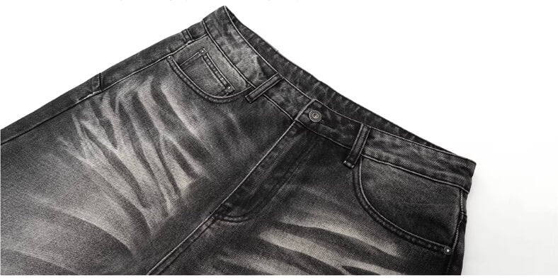 JHYQ Black Washed Lightning Burst Fade Jeans