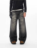 JHYQ Black Washed Lightning Burst Fade Jeans