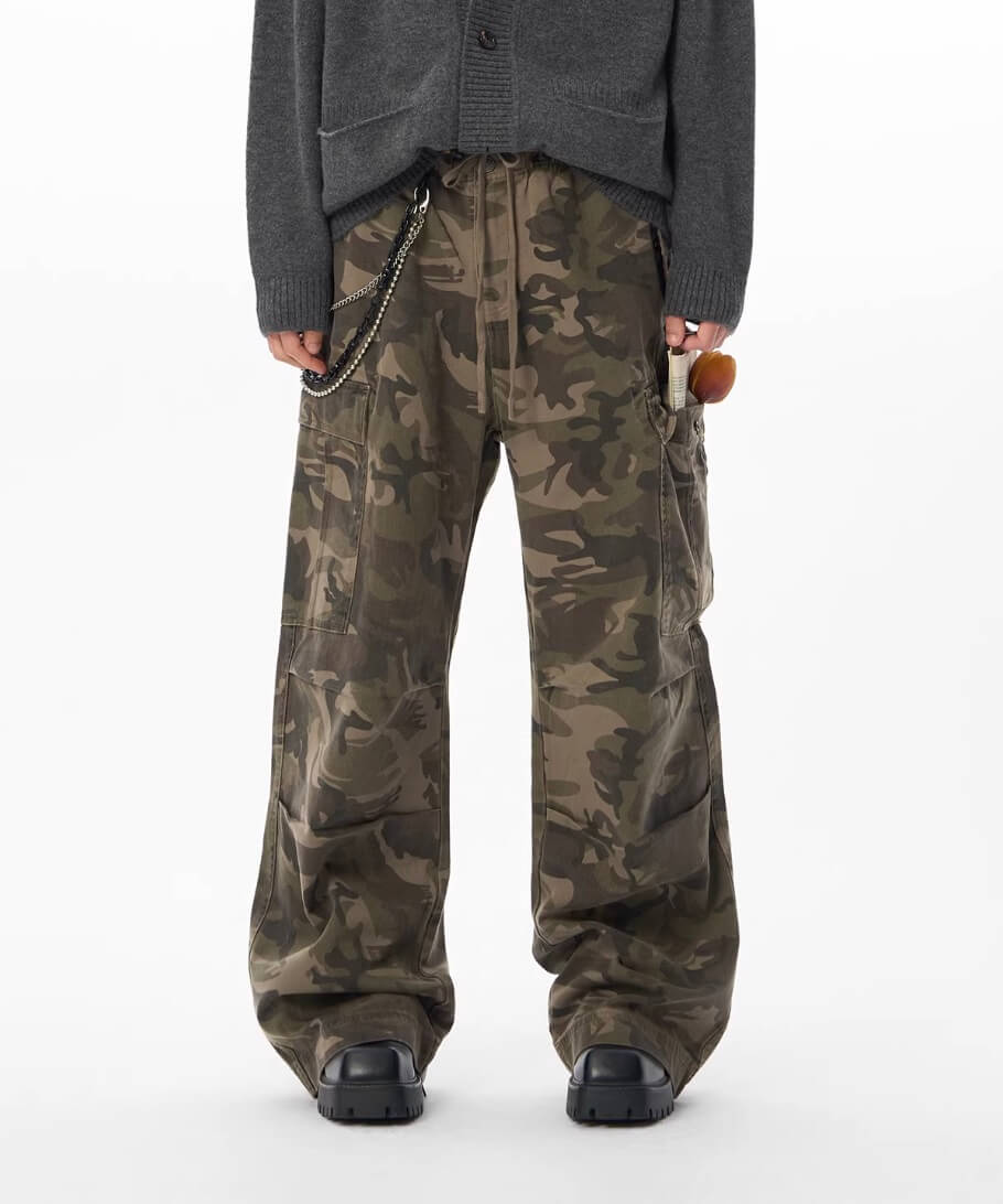 JHYQ Camouflage Drawstring Baggy Cargo Pants