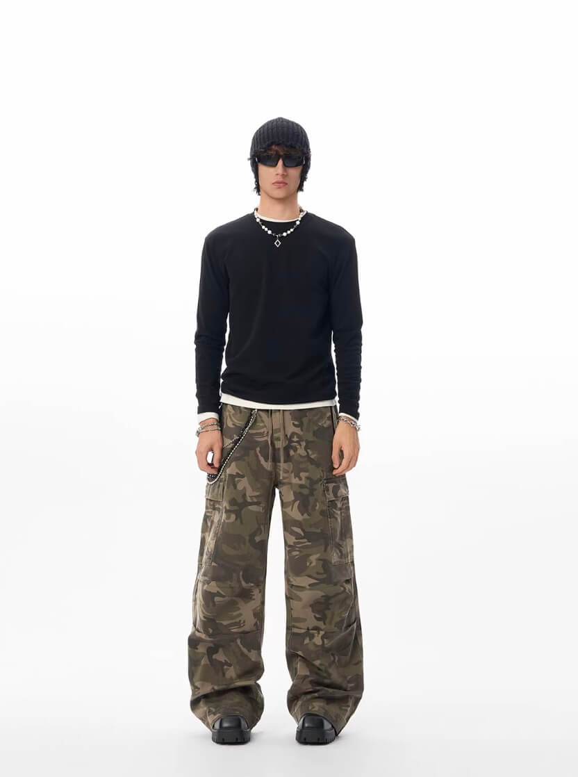 JHYQ Camouflage Drawstring Baggy Cargo Pants