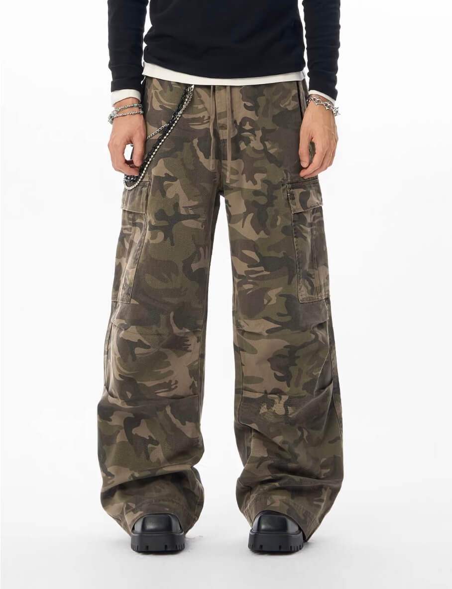 JHYQ Camouflage Drawstring Baggy Cargo Pants