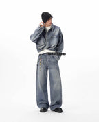 JHYQ Vintage Washed Patchwork Baggy Jeans