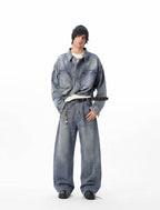JHYQ Vintage Washed Patchwork Baggy Jeans