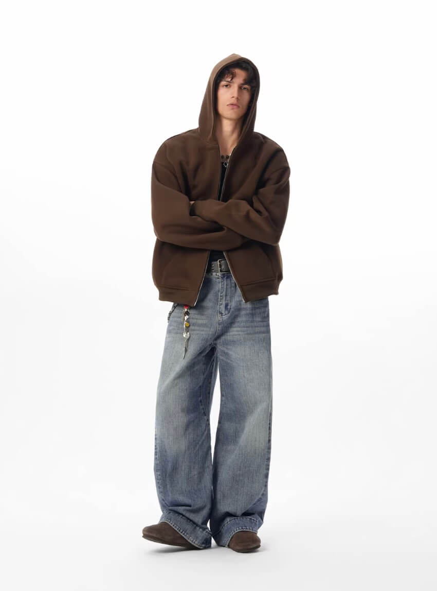 JHYQ Vintage Washed Patchwork Baggy Jeans