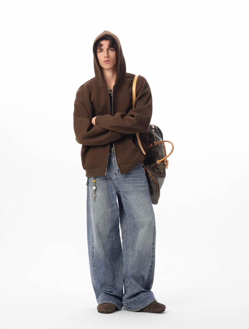 JHYQ Vintage Washed Patchwork Baggy Jeans