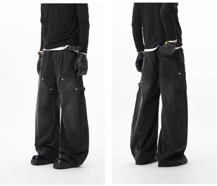 JHYQ Vintage Washed Baggy Double Knee Jeans