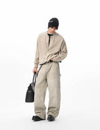 JHYQ Washed Distressed Baggy Double Knee Jeans