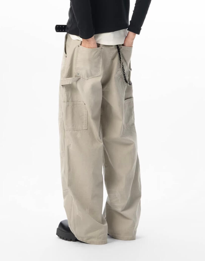JHYQ Washed Distressed Baggy Double Knee Jeans