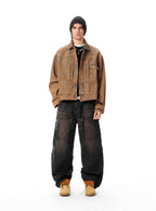 JHYQ Washed Distressed Baggy Double Knee Jeans