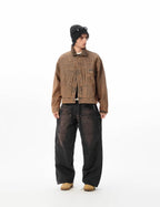 JHYQ Washed Distressed Baggy Double Knee Jeans