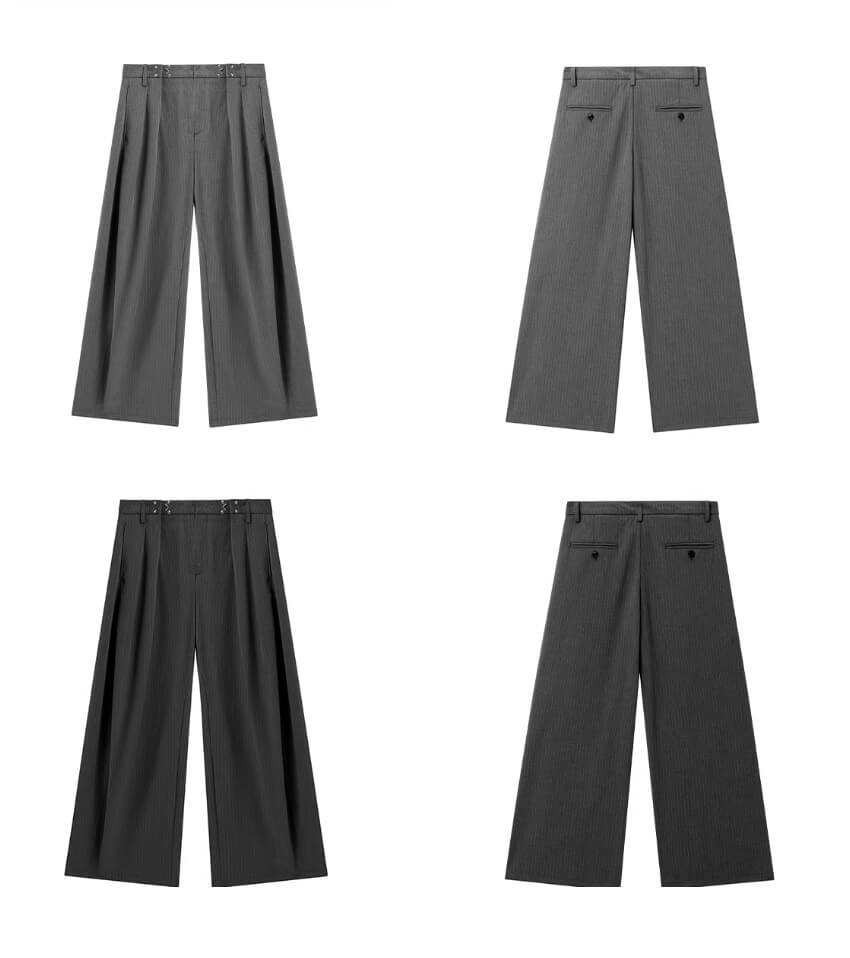 JHYQ Pinstripe Pleated Wide Leg Suit Pants