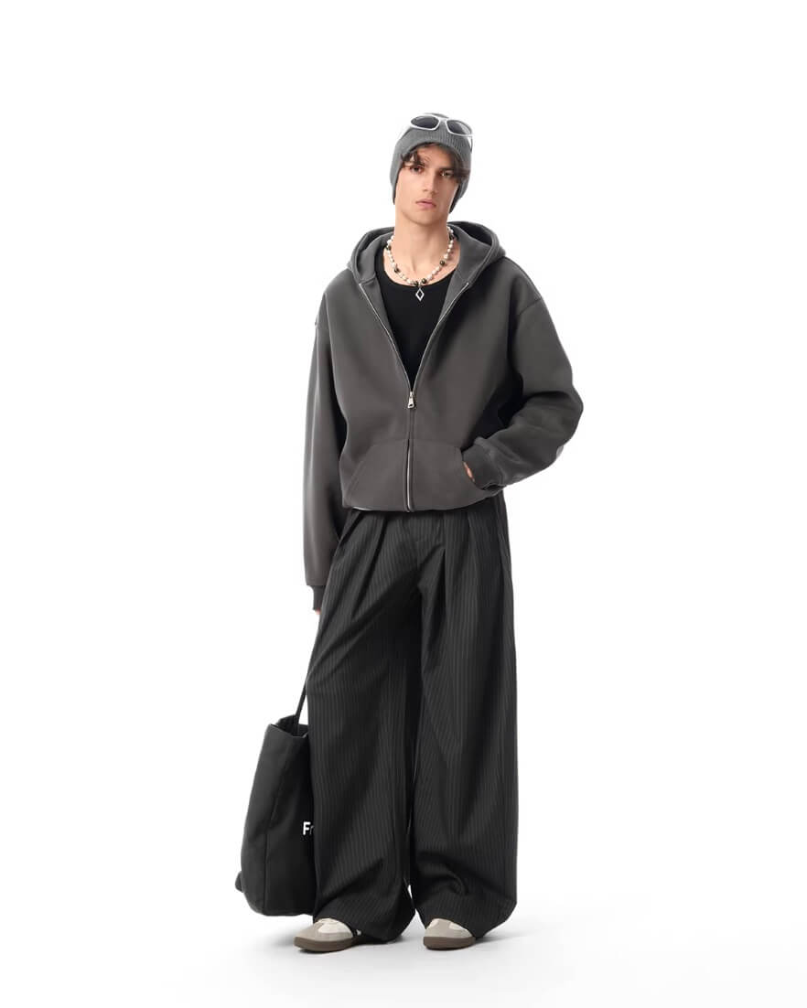 JHYQ Pinstripe Pleated Wide Leg Suit Pants
