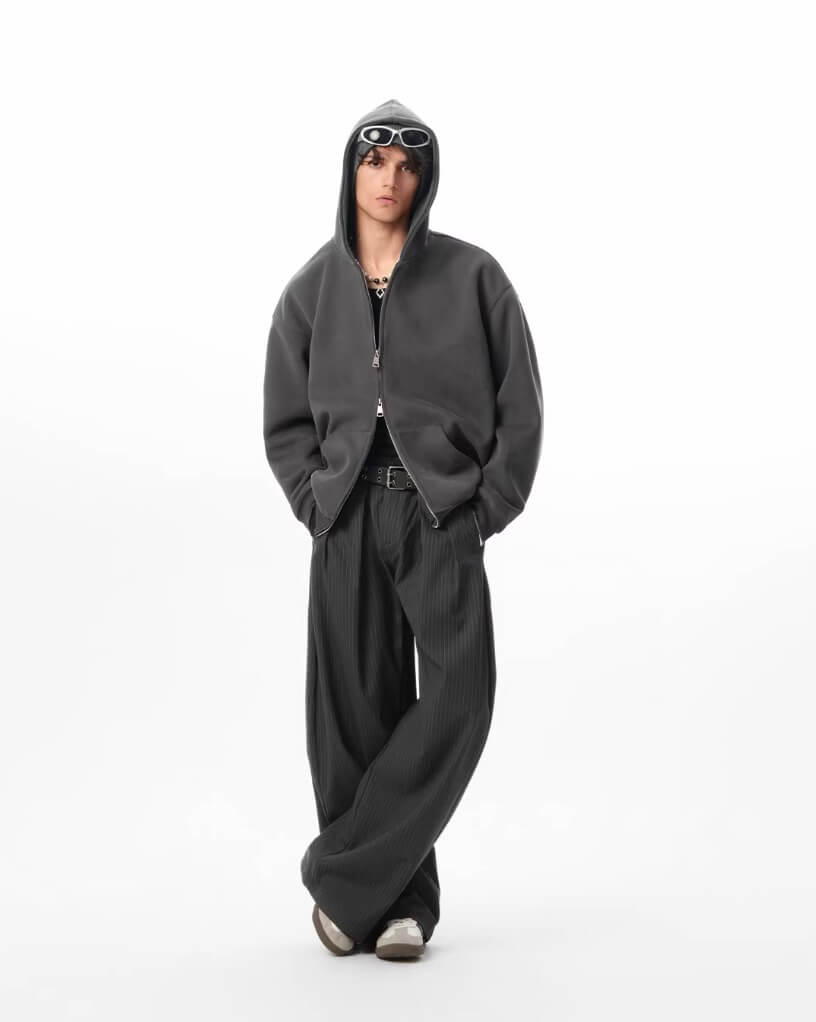 JHYQ Pinstripe Pleated Wide Leg Suit Pants