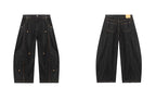 JHYQ Black Beaded Studded Curved Seam Machete Jeans