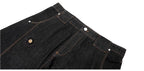 JHYQ Black Beaded Studded Curved Seam Machete Jeans