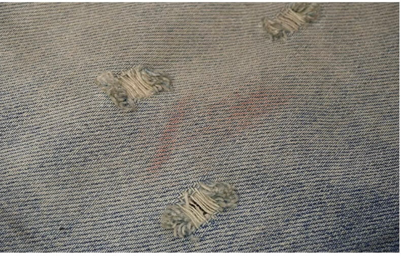 JHYQ Blue Beaded Studded Curved Seam Machete Jeans