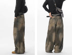 JHYQ Washed Ash Beaded Studded Curved Seam Machete Jeans