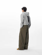 JHYQ Belted Waist Pleated Baggy Pants