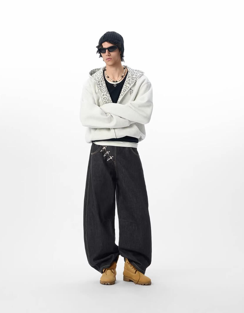 JHYQ Metal Snap Buckle Baggy Machete Jeans