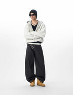 JHYQ Metal Snap Buckle Baggy Machete Jeans