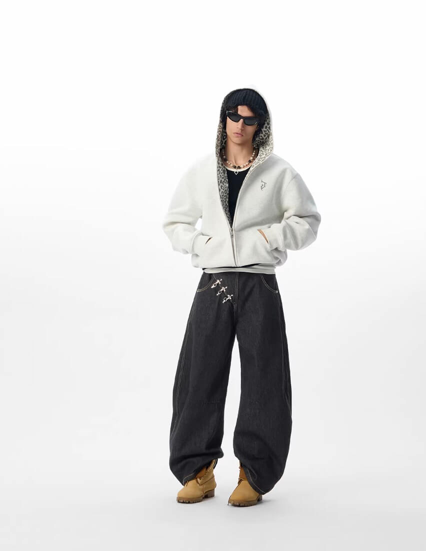 JHYQ Metal Snap Buckle Baggy Machete Jeans
